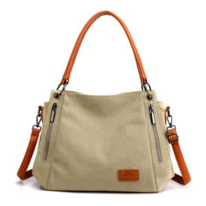 canvas bag leather handles